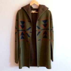 Toad&Co Olive Geometric Hooded Cardigan